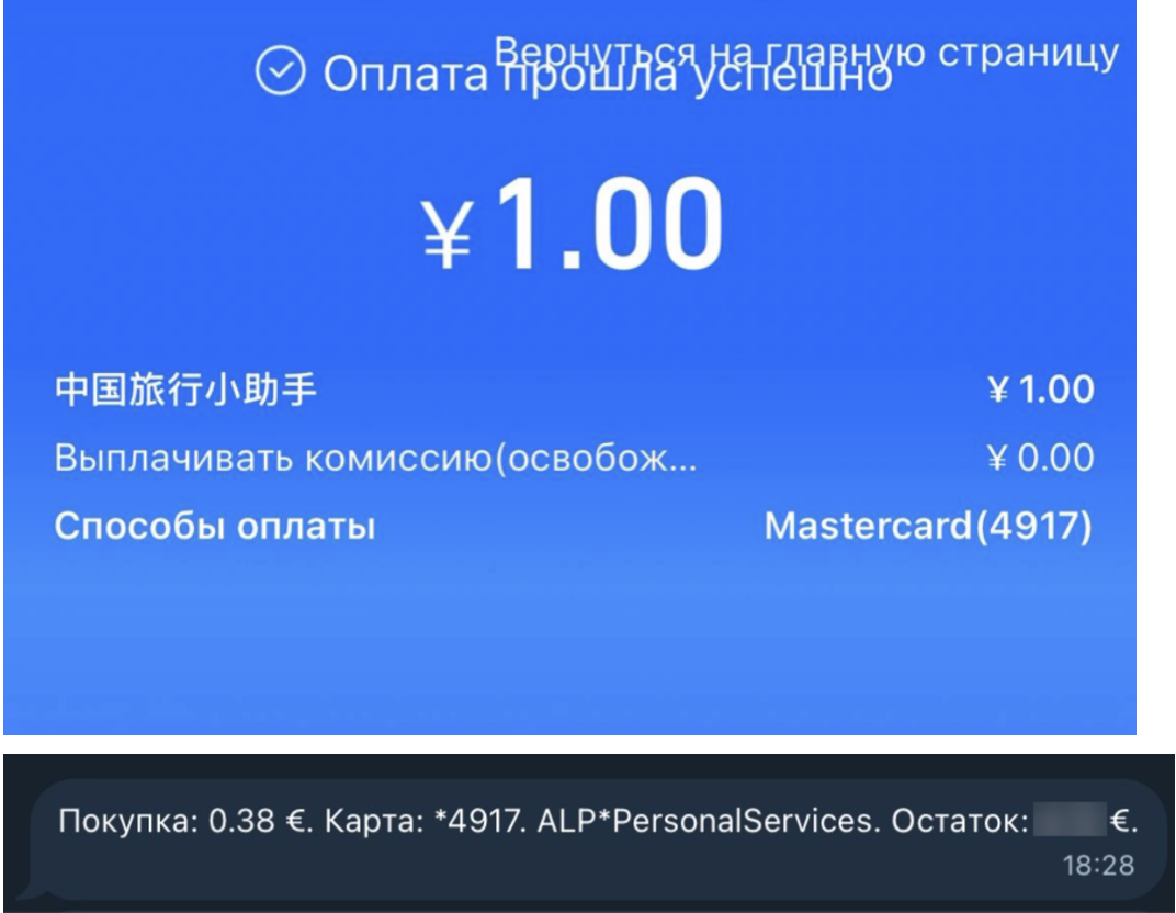 Пример успешной оплаты