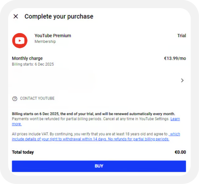 YouTube Premium: оформление